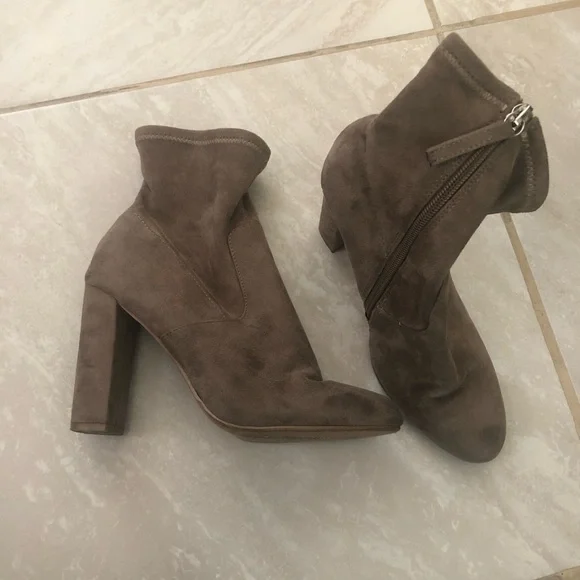 Steve Madden Edit Taupe Suede High Heel Mid-Calf Boots Size 8 - Picture 2 of 8